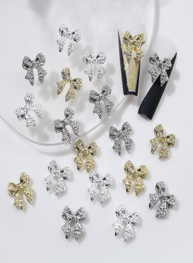 Sevgob 30pcs 3D Metal Bow Nail Charms for Acrylic Nails Alloy Nail Bows Gold Silver Gray Bow Knot Nail Art Charms Cute Bow Charms Kawaii Bow tie Nail Accessories Nail Jewels for Women Girls Manicure - Image 4